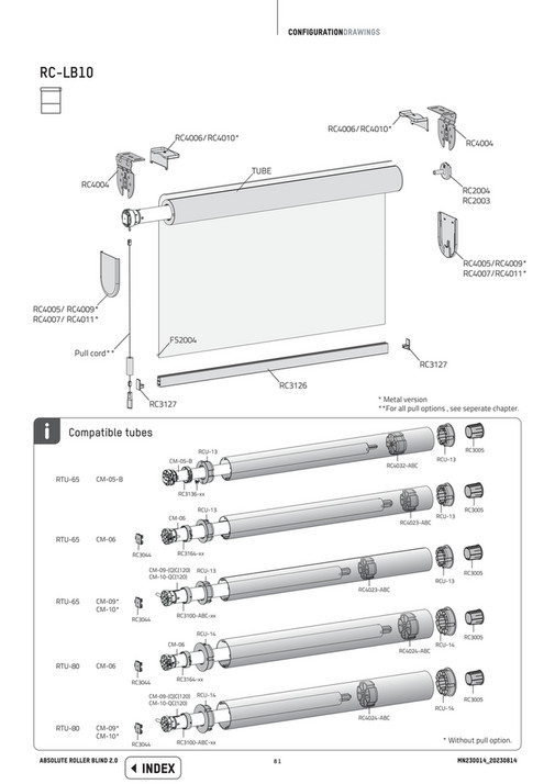 Coulisse Configuration drawing for Absolute Roller Blind Page 8081