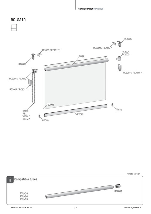Coulisse Configuration drawing for Absolute Roller Blind Page 1011
